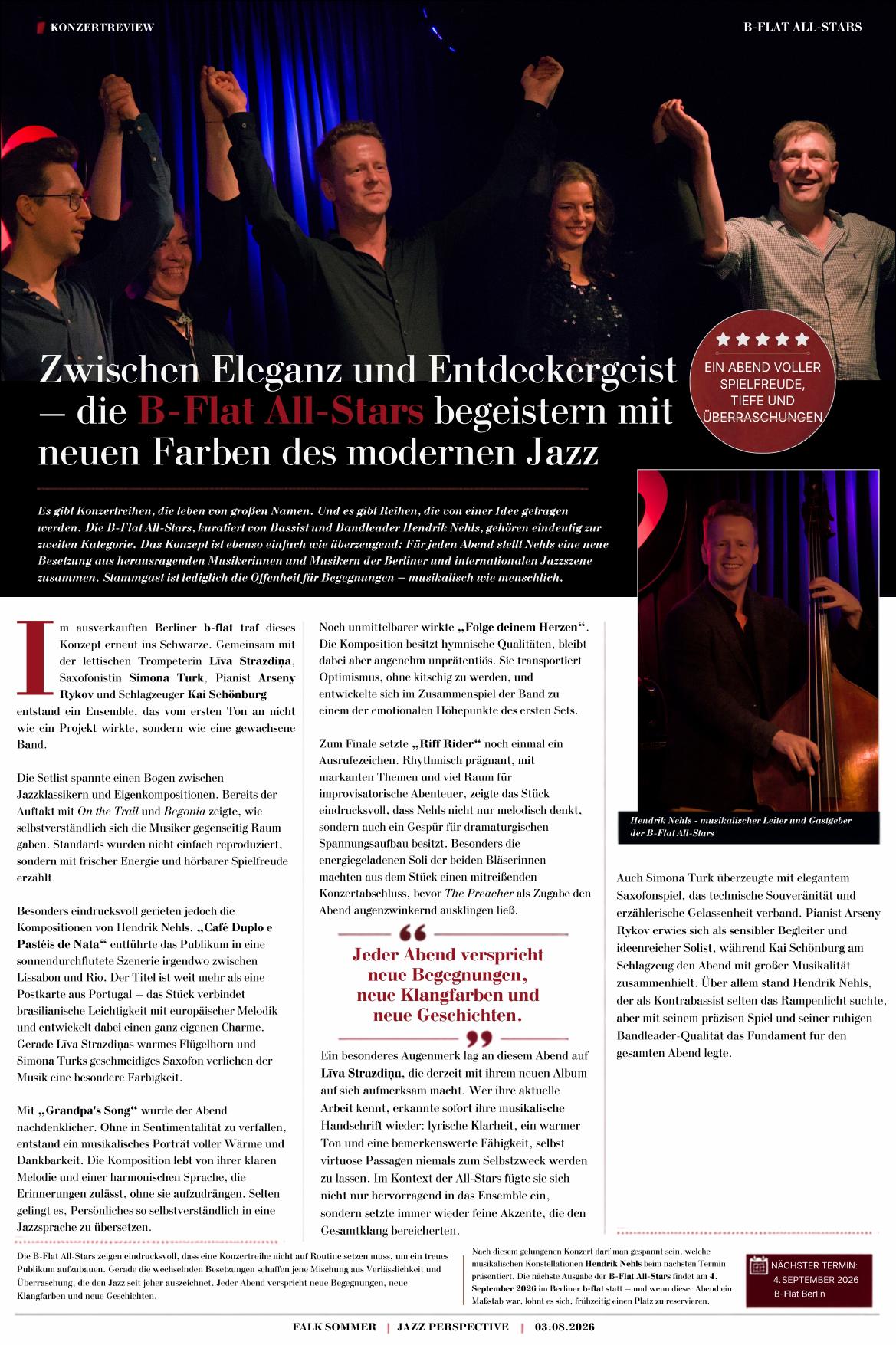 Konzertreview der B-Flat All-Stars: Zwischen Eleganz und Entdeckergeist